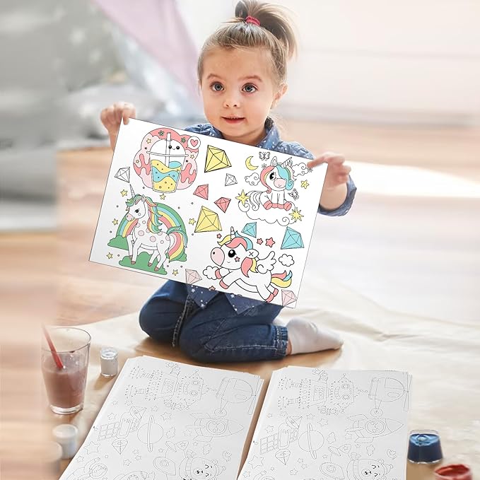 150 Pieces Disposable Paper Placemats Coloring Activity Sheets Paper Place Mats Bulk Dining Table Place Mats Set 14.5*10 Sublimation Placemat for Restaurant Christmas Party(Space Aminal Unicorn Theme）