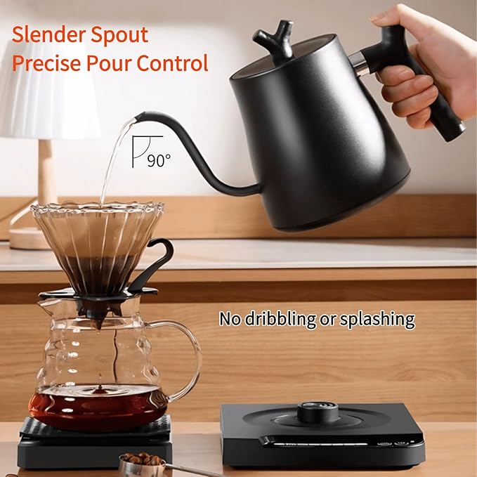 Gooseneck Electric Kettle Temperature Control & Keep Warm, 7 TEMP Control Electric Kettles for Boiling Water,Quickly Heating Kettle Electric Stainless Steel for Coffee & Tea, 800W/1L