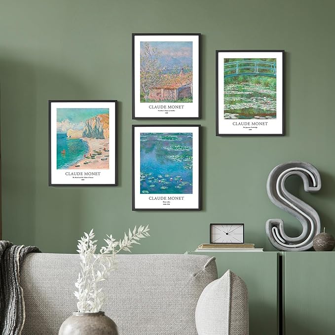 EVOLE HOME - Claude Monet Giclée Art Print Set of 4 Unframed 11x14 Inch Impressions on Premium Matte Art Paper for Home or Office Decor
