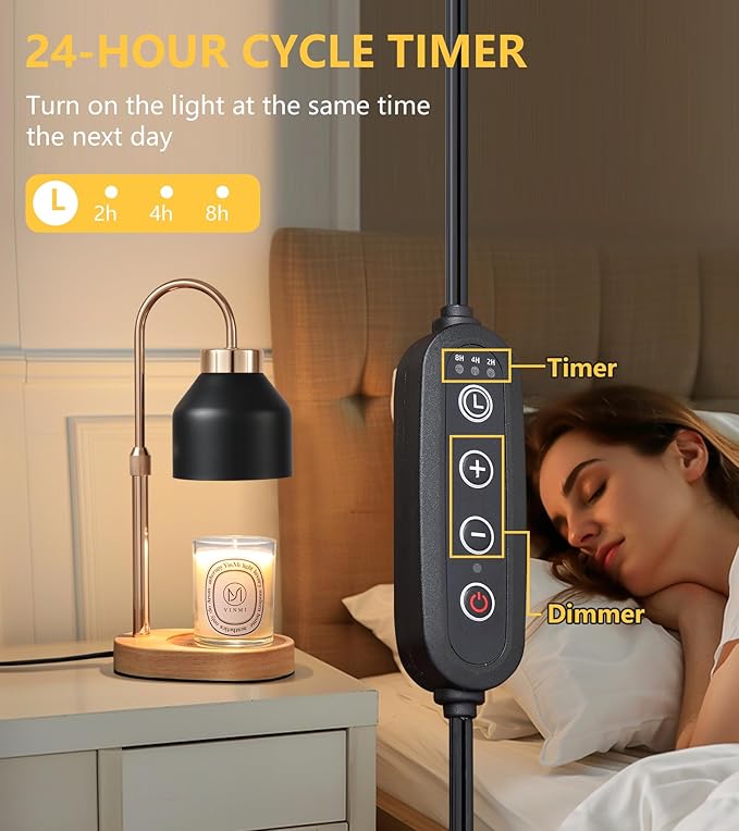 Candle Warmer Lamp with Dimmer and Timer,Home Decor Lamp for Scented Jar,Electric Wax Melt Warmer,Mother's Day/Birthday/Christmas Gifts for Mom/Wife,Adjustable Height,with 2 Bulbs