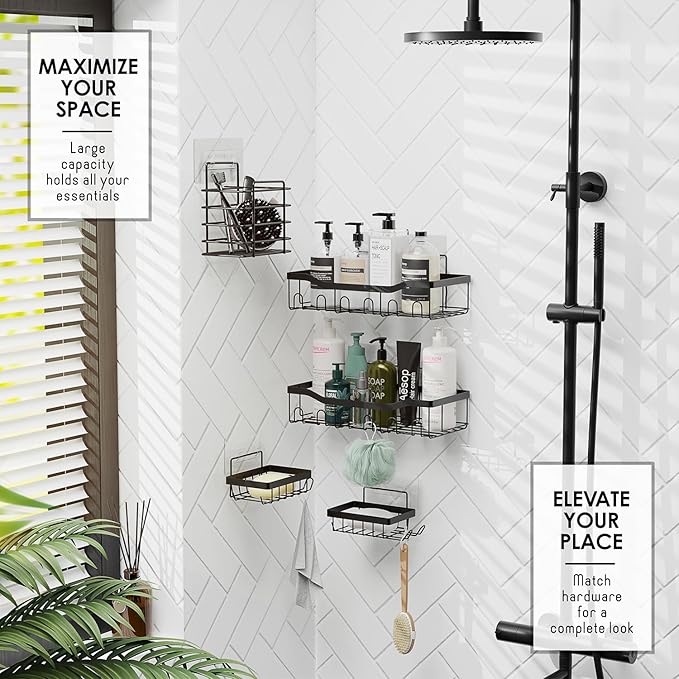 Bathroom Accessories Set with Shower Caddy and Bath Rugs, 27PC Bathroom Accessory Set with Shower Caddies Teal Bath Rugs, Shower Curtain Set, Toilet Brush, Trash Can, Soap Dispenser, Toothbrush holder