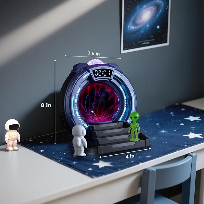 Space Portal Plasma Ball Night Light, LED Galaxy Projector Alien Lamp with White Noise, Bluetooth Music Speaker Alarm Clock,Remote,Star Light for Kids Room Decor Lamp,Christmas/Birthday Gift.(Blue)