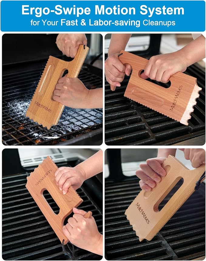 Wooden Grill Scraper, Grill Grate Cleaner for Traeger Grills - Safe Bristle-Free Grill Cleaning Tool