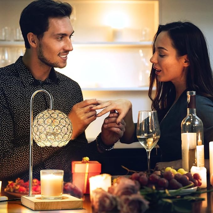 Candle Warmer Lamp with Timer, Round Diamond Home Decor Gifts for Mom Women, Gold Diamond Lamp, Western Bedroom Accessories, Birthday Gifts for Women, Wax Warmer for Jar Candles