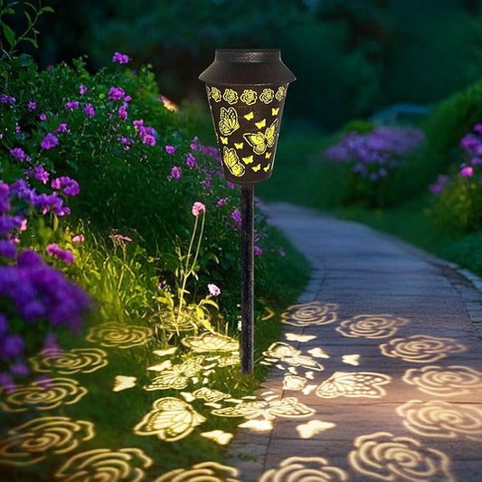 Solar Pathway Lights Outdoor Waterproof, Metal Copper Butterfly Solar Lantern for Yard, Garden, Walkway, Patio Decor and More, Ideal Landscape Lighting Gift for Women, Mom, Grandma