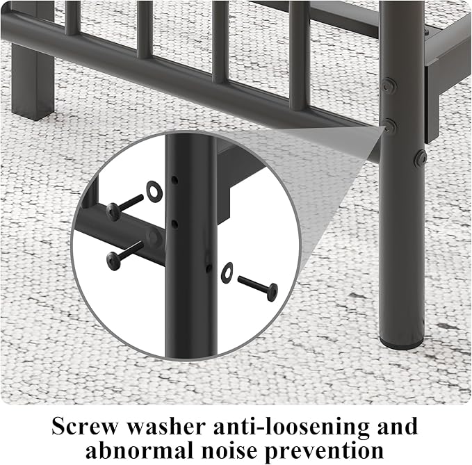 Twin Metal Platform Bed Frame for Kids, Bed Frame with Victorian Headboard and Footboard, Strong Metal Slats Support, No Box Spring Needed, Easy Assembly, Noise Free, Black