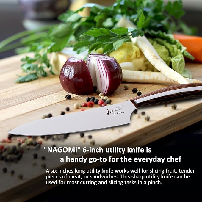 NAGOMI] 6 inch Kitchen Petty Knife, Japanese Kitchen Cooking Utility Knife, Fruit Paring knife for slicing fruit, tender pieces of meat, sandwiches | Stylish Gift Box