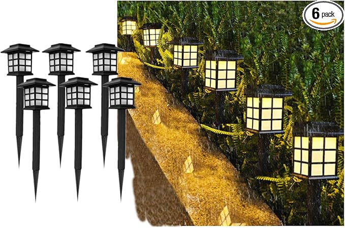 Solar Outdoor Garden Lawn Landscape Lights 6 Pack Waterproof, Outside LED Decorative Lights Landscape Lighting for Yard Patio Driveway Garden (Warm)