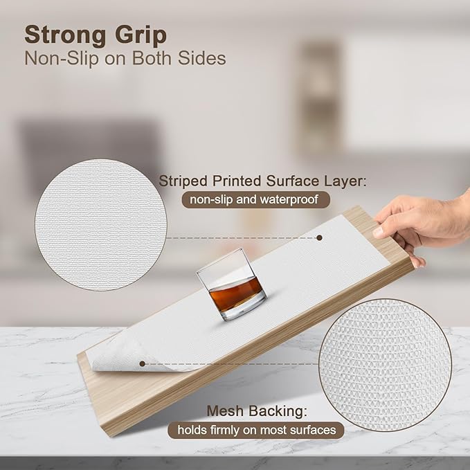 OcePor Non-Adhesive Drawer and Shelf Liner 12IN x 20FT, Non Slip Cabinet and Cupboard Liner, Kitchen Cabinet Liners for Shelves,Waterproof Drawer Shelf Liners for Cabinets/Bathroom Cupboard, White