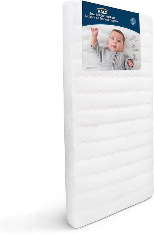 HALO Essential Crib & Toddler Mattress - Breathable, Waterproof, Machine Washable Cover, Firm Foam Core, JPMA & Oeko-Tex Certified