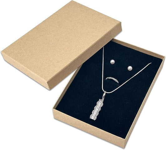 TheDisplayGuys - 12-Pack Cardboard Kraft Paper Jewelry Gift Boxes w. Velvet Padding - Earrings/Ring/Necklace - Kraft Brown - #53 (5.4" x 3.9" x 1.0")
