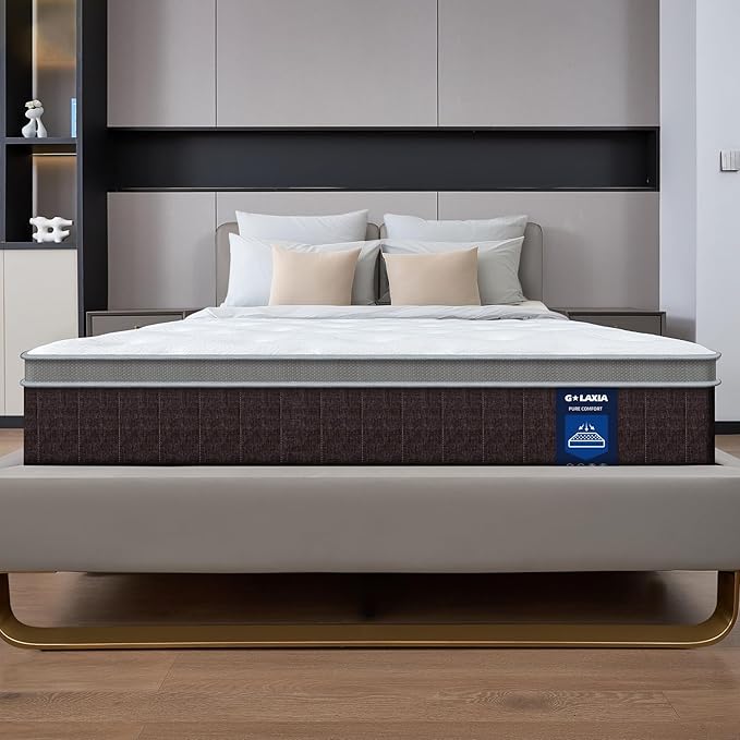 12 Inch Dark Grey Full Spring Mattress,Medium Firm with Gel Memory Foam,Individually Pocketed Coil,Fiberglass-Free Fire Retardant CertiPUR-US Certified,75"*54"*12"