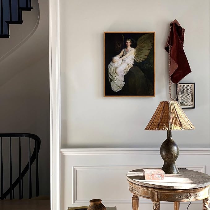 InSimSea Framed Wall Art for Living Room Dark Academia Wall Art Decor Canvas Prints Home Decor Stevenson Angel Vintage America Country Memorial Classical Oil Painting Wall Decor for Bedroom 11x14in