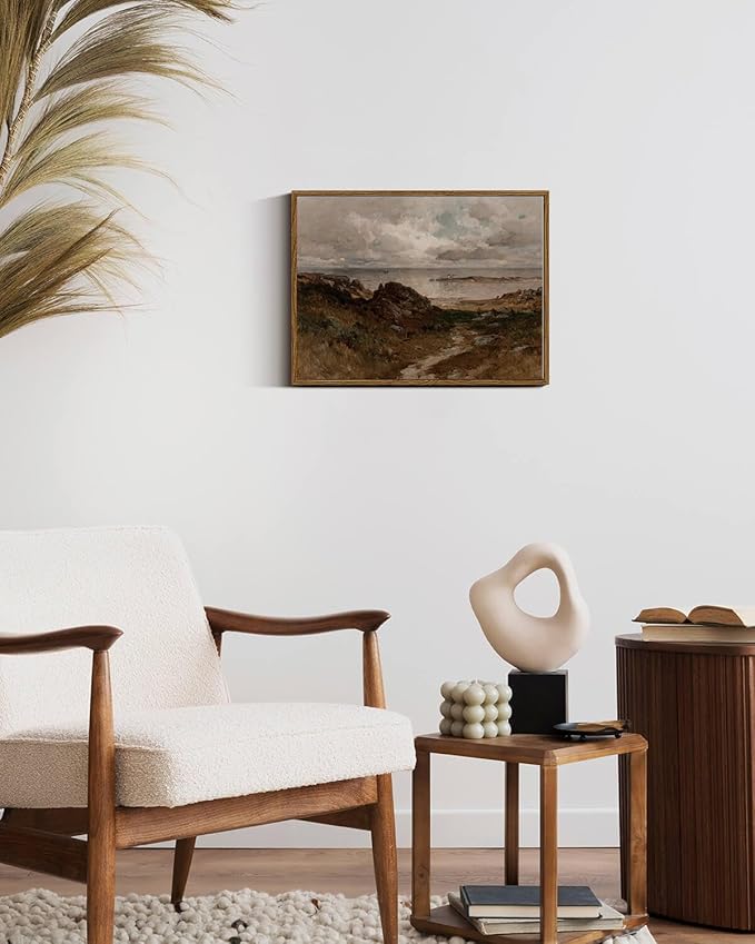 InSimSea Framed Canvas Wall Art Vintage Decor, Room Decor Coastal Landscape Wall Art Paintings Prints, Home Decor Wall Art for Living Room, Farmhouse Office Bathroom Decor, 12"x16"