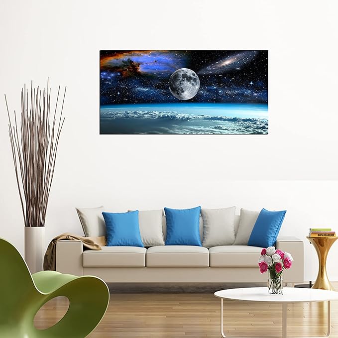 XXM WallArt FC2550 Space View From Earth Canvas Wall Art Landscape Modern Decor for Living Room, Bedroom, Kitchen, Home and Office
