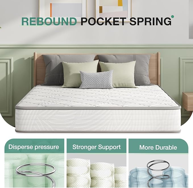 Novilla Twin Size Mattress, 8 Inch Twin Mattress Hybrid for Back Pain Relief & Support, Bed Mattresses in a Box with Comfortable & Durable Support, Certipur-Us Certified