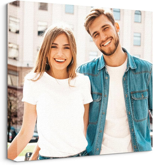 Jovivi Custom Canvas Prints with Your Pictures - Personalized Photos Print,Wall Art Poster Canvas Printing Customized Photo Gifts for Wedding Family Pets Home Office Decor Frame 8x8