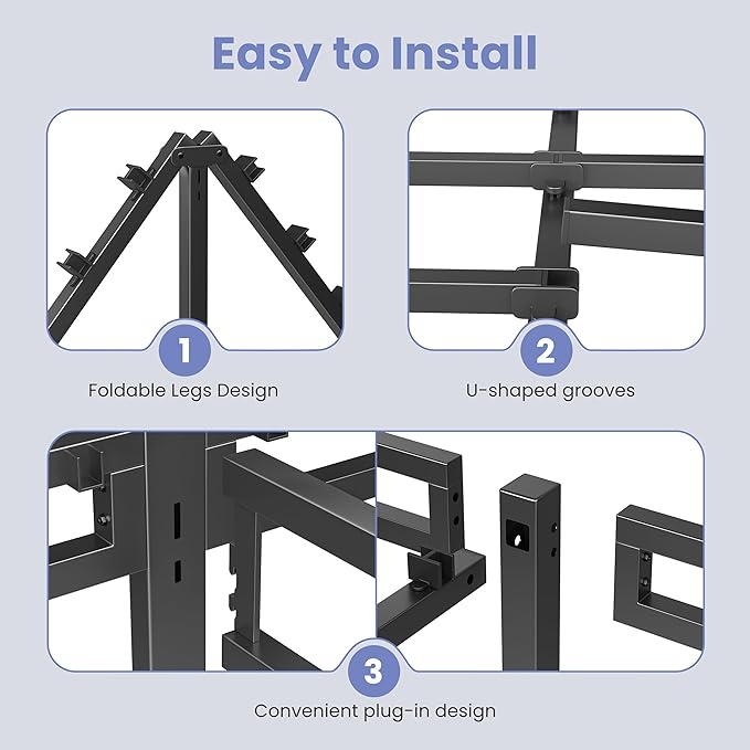 NKZ 18 Inch Full Size Bed Frame, Metal Bed Frame & Box Spring 2 in 1 Platform with Round Corner Legs, 4000Lbs Heavy Duty Metal Frame, Mattress Slide Stopper, Headboard Hole, Noise-Free, Easy Assembly