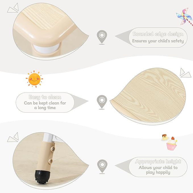 Kids Table and Chairs, Height-Adjustable Toddler Table and Chair Set with 31.5''Lx23.6''W Graffiti Desktop, Table Chair for Ages 3-8, Childrens Table and Chair Set for Daycare with 2 Chairs