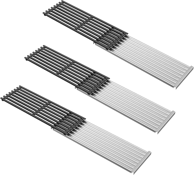 BBQ-PLUS 17'' x 6" Stainless Steel Infrared Emitter Plate and Cast Iron Grill Grates Replacement for Charbroil TRU-Infrared 2015 and Newer Commercial,Signature, Professional Series Gas Grill