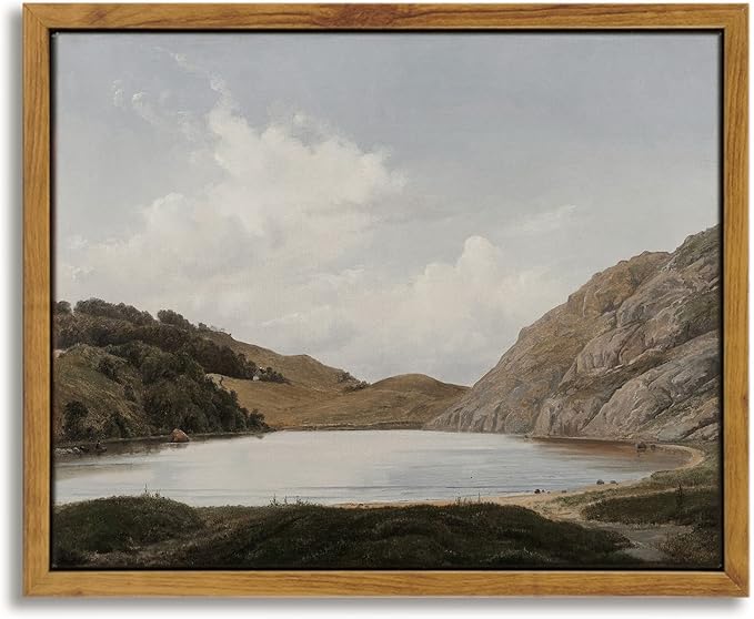 InSimSea Framed Canvas Wall Art Vintage Decor, Home Decor Lake and Mountain Nature Wilderness Landscape Paintings Wall Art for Living Room Bedroom Farmhouse Bathroom Wall Decor, 8"x10"
