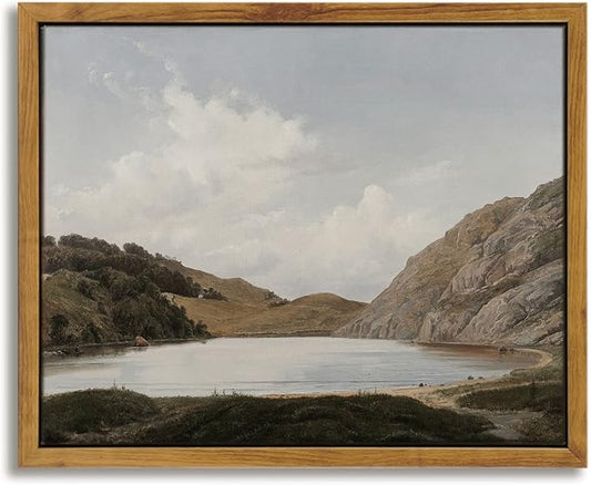 InSimSea Framed Canvas Wall Art Vintage Decor, Home Decor Lake and Mountain Nature Wilderness Landscape Paintings Wall Art for Living Room Bedroom Farmhouse Bathroom Wall Decor, 8"x10"