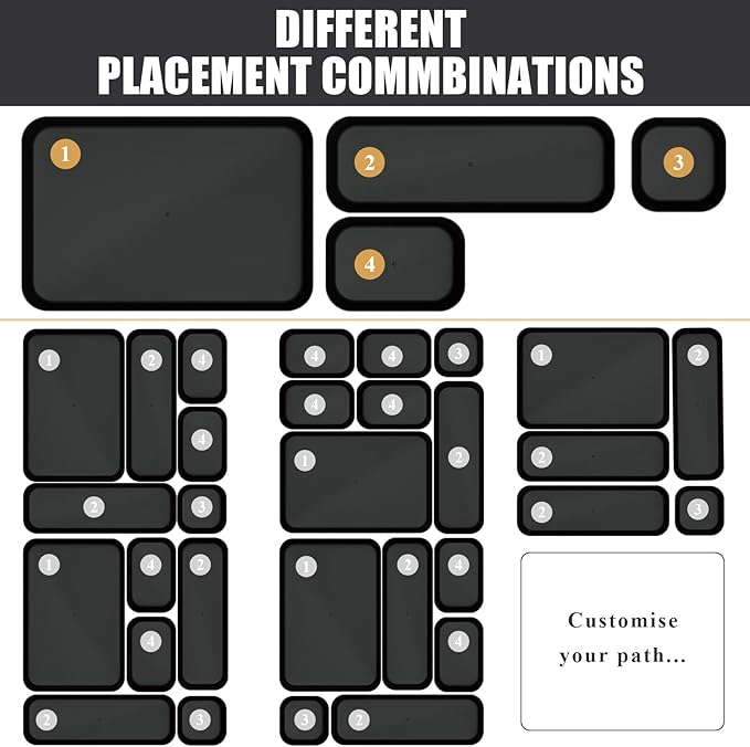 Plastic Drawer Organizers, 18 PCS Drawer Organizer Bins, Bathroom and Vanity Organizer Plastic Tray, Makeup organizer and storage for Makeup, Bedroom, Kitchen Gadgets Utensils and Office (Black)