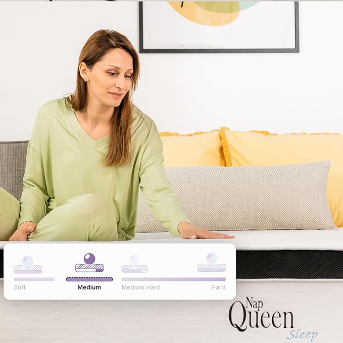 NapQueen 10 Inch Maxima Hybrid Mattress, Twin Size, Cooling Gel Infused Memory Foam and Innerspring Mattress, Bed in a Box,White & Gray