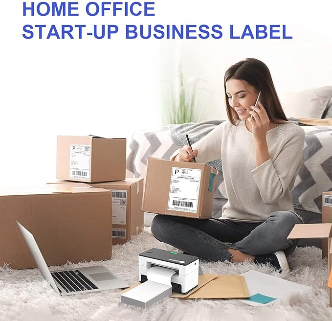 RyhamPaper 4" x 6" Fanfold Direct Thermal Labels - White Shipping Mailing Postage Labels, Perforated, Permanent Adhesive (8 Stacks - 8000 Labels)