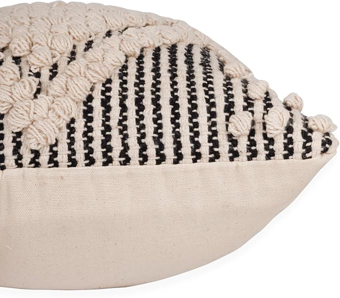 REDEARTH · Boho Textured Throw Pillow Cushion Covers- Lumbar Woven Tufted Decorative Farmhouse Cases Set for Couch, Sofa, Bed, Chair, Dining, Patio, Outdoor; 100% Cotton (12"x20", Gray) Pack of 2