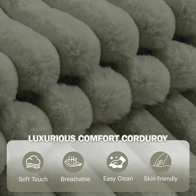 Garvee Oversized Chaise Lounge Chair Indoor with Storage Ottoman, Upholstered Corduroy Sofa Bed Cloud Couch with 3 Pillows, Single Sleeper Sofa Chair for Living Room, Bedroom