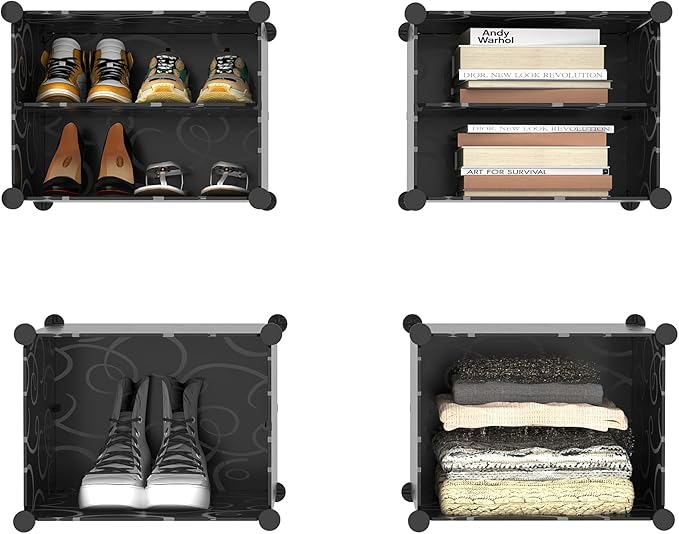 AWTATOS Shoe Rack, 6 Tier Shoe Storage Cabinet with Door, 24 Pair Shoe Organizer Shelves for Closet Hallway Bedroom Entryway, Black