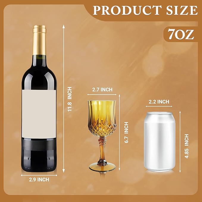 Plastic Wine Glasses，Plastic Goblets Vintage Style Cordial Drinking Glasses for Wedding Reception, Grand Event Party Supplies (48, Amber)