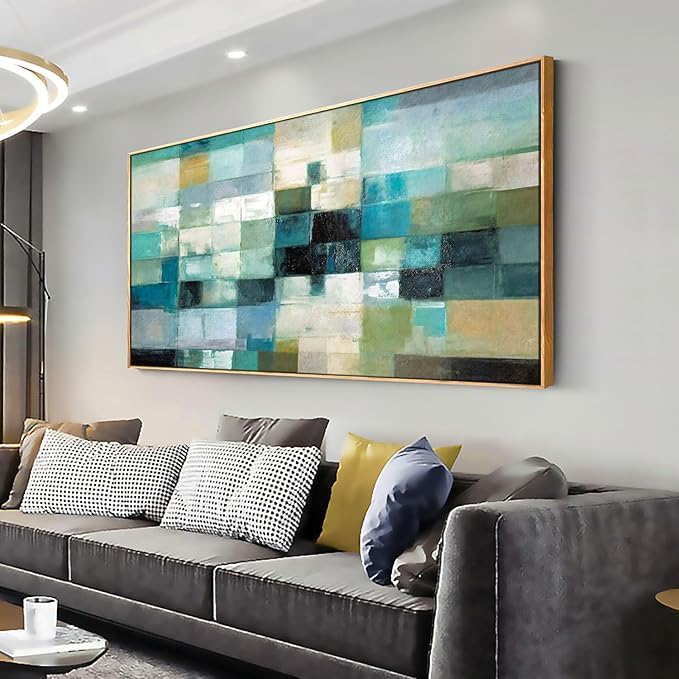 Wall Art Modern Artwork Abstract Canvas Painting Green Blue Fantasy Colorful Wall Decor for Living Room Bedroom Dining Room Home Office Decor 30"x60" with Framed…