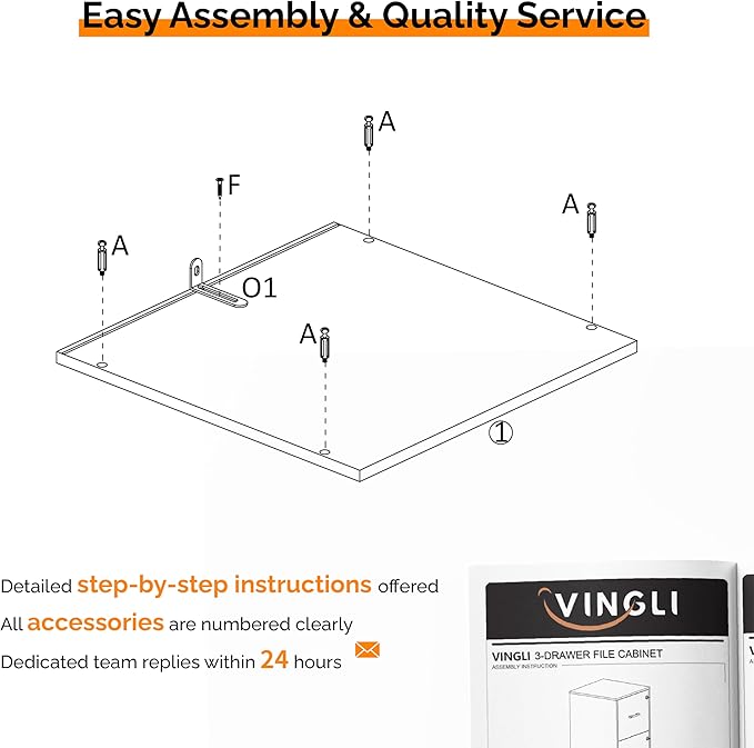 VINGLI 3 Drawer File Cabinet with Lock, Home Office Filing Organizer, for Letter Size File Folder Storage, Wood Tall Vertical Filing Cabinet, Printer Stand, Archivador (Black)