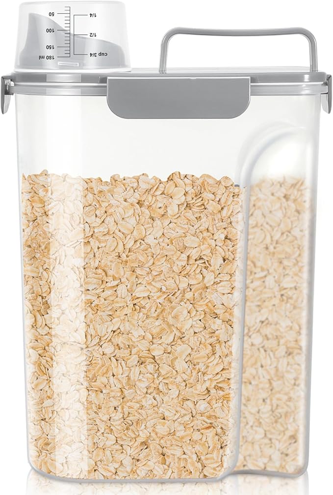 TBMax Rice Container 10 Lbs, Cereal Container Oatmeal Storage, Airtight Food Dispenser with Easy-pouring Spout & Handy Cup for Flour Grain Beans, Pet Dog Cat Bird Food Storage Container