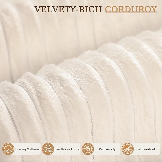 YESHOMY Sectional Couch, 108" Boneless Couches for Living Room, Modular Sectional Sofa with Deep Seat, Cloud Comfy Couch with L-Shape Chaise, No Assembly Required (Corduroy, Cream)