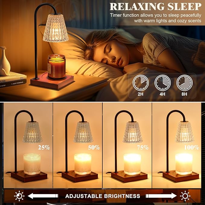 Hong-in Candle Warmer Lamp with Timer-Dimmable Candle Warmer, Birthday Gifts for Women,House Warming Gifts New Home Bedroom Decor,Wax Warmer for Scented Wax Jar Candles