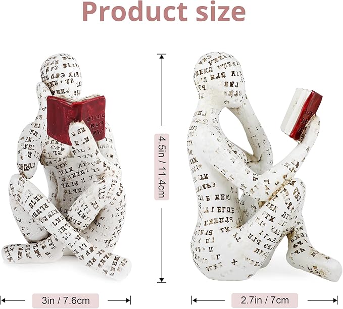 puthiac Modern Bookshelf Decor - Reading Women Figurine Sculpture Thinker Statue - Modern Abstract Home Decor for Living Room, Office, Bedroom