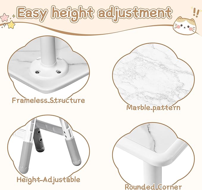 Adjustable Kids Table Chairs Set – Graffiti Desktop, Multi-Activity Height-Adjustable Toddler Study Desk for Ages 3-8 – Ideal for Home, Classroom, Daycare (B-Gray, 2 Chairs-31.5" L x 23.6" W)