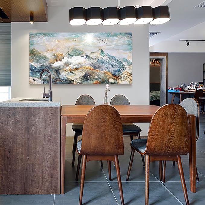 DZRWUBHS Abstract Canvas Wall Art for Living Room and Bedroom - Large Decorations for Office - Mountain Painting Framed Pictures - Farmhouse Home Decor Artwork 20"X40"