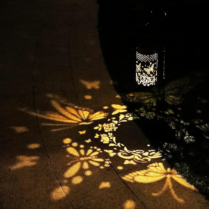 Solar Lanterns Outdoor Waterproof Butterfly Garden Decor Gifts for Women Mom Grandma Hanging Solar Lights Metal Decoration Outside for Yard, Patio, Backyard, Porch