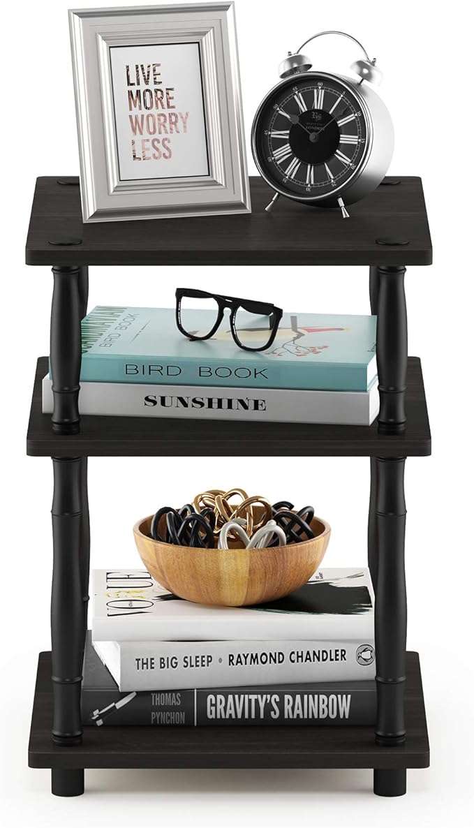 Furinno Turn-N-Tube Easy Assembly Multipurpose End Table / Side Table / Sofa Table / Nightstand, Classic Tubes, French Oak Grey/Black