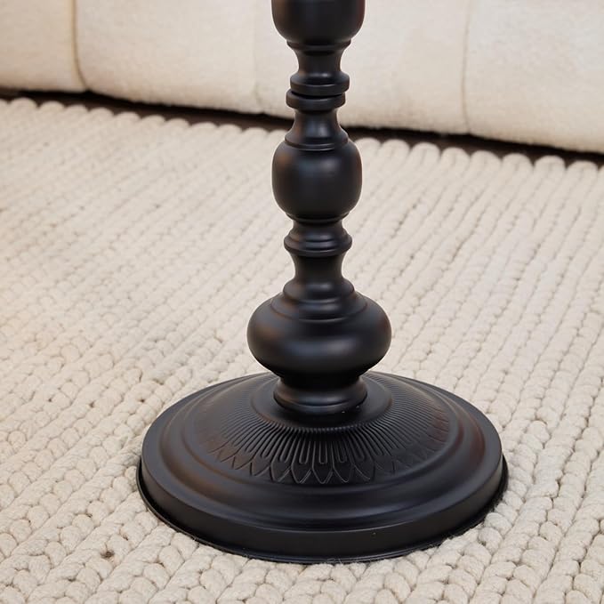 Elegant Vintage Round Side Table with Roman Columns - Sturdy Metal Design, Perfect as a Coffee, End, Tea, or Leisure Table for Living Room and Bedroom Decor, (Black 1 Pack)