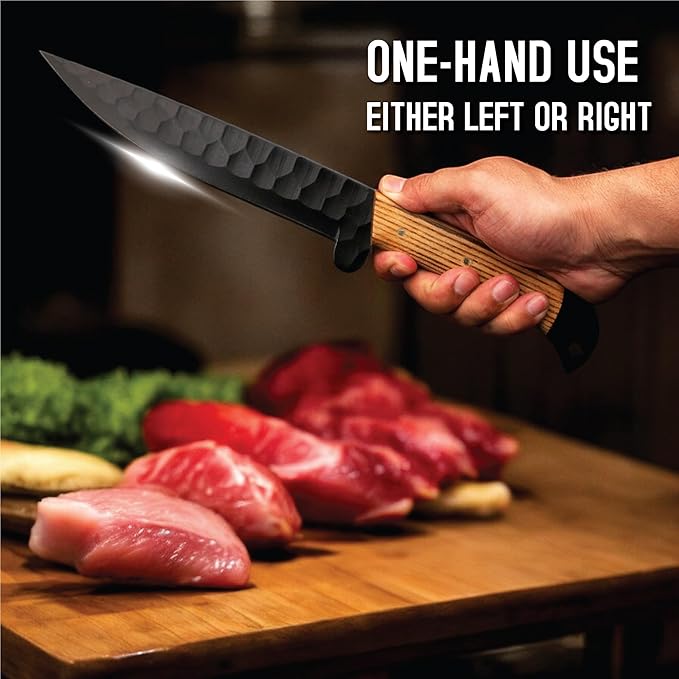 5 PCS Handmade Kitchen Chef Knife Set Hand Forged High Carbon Steel Blade Ashwood Handle With Leather Bag Kit set included (Chef, Cleaver, Butcher, Paring knife, Fillet knife, Utility Knife)