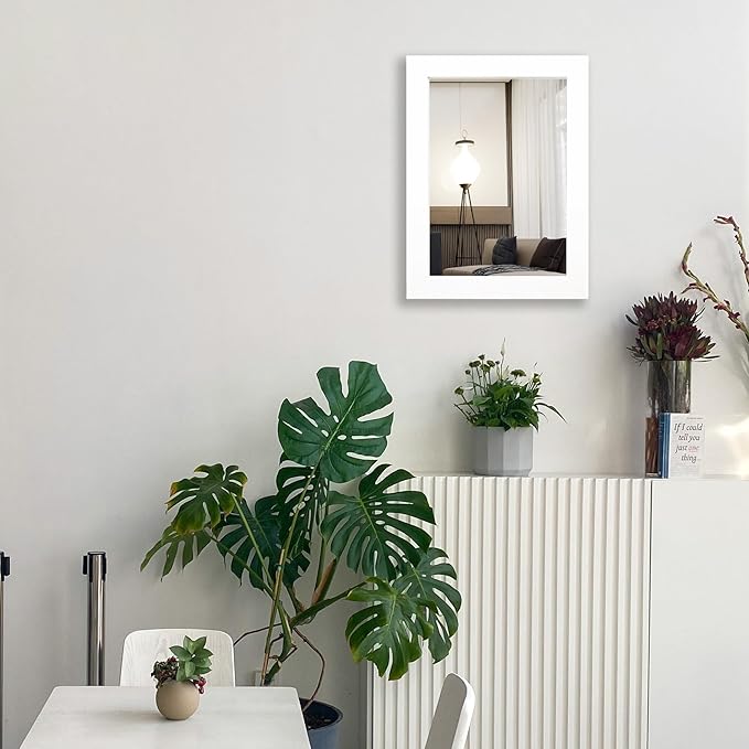 Ruomeng Wall Mirror Rectangle Decorative Mirror 12" x 16" for Entryway, Bedroom, Living Room, White