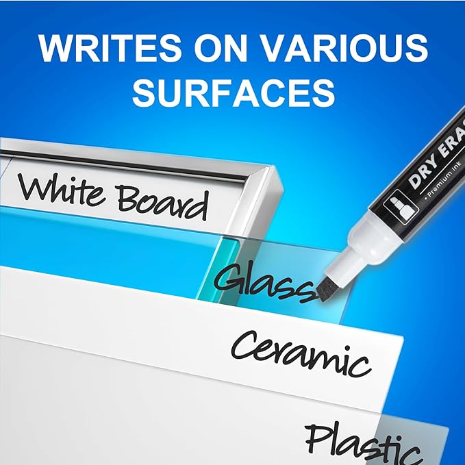 Artspal Dry Erase Markers, 48 Count, Black, Chisel Tip, Low Odor, Easy Erase, Whiteboard Markers for Classroom, Office, Home, Teachers, Kids, Back to School Supplies