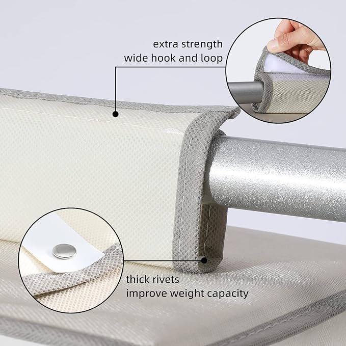 2 Packs Hanging Closet Organizer Storage, 6-Shelf Hanging Shelves for Closet, Closet Clothes Organizer and Storage with Side Pockets, Beige