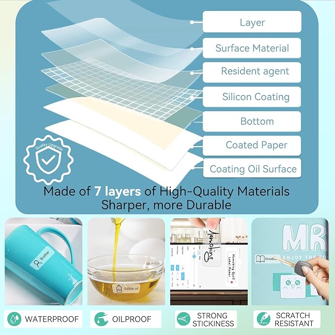 Label Maker Tape Refills, Non-encrypted Repalcement Labels, High Definition Compatible with Portable Label Printer 12 x 40 mm(0.47 in x 1.57 in),165 Lables/Roll, 10 Rolls,Clear
