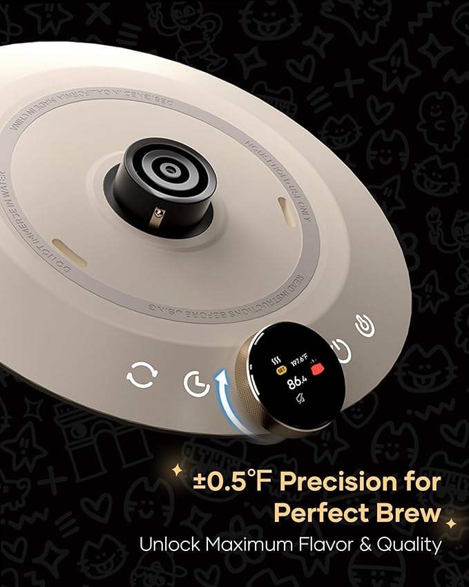 Cocinare x Chanoir FLOW M9 Pro Electric Kettle, Art de Paris Collaboration, Premium Gift Box Packaging with Coffee Mat, ±0.5℉ Temp Control for Coffee & Tea (Chanoir White)